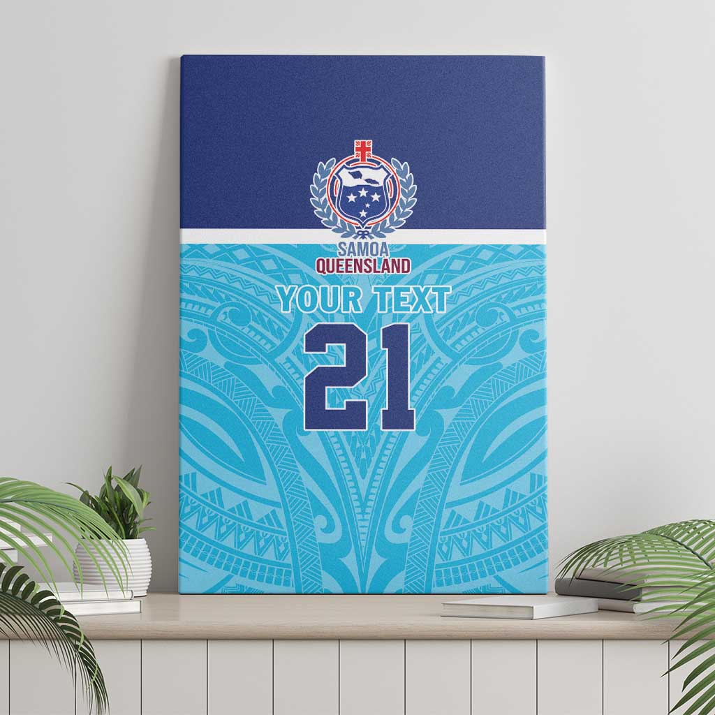 Queensland Samoa Custom Canvas Wall Art Blue Pacific Polynesian Tribal Pattern LT9 - Polynesian Pride