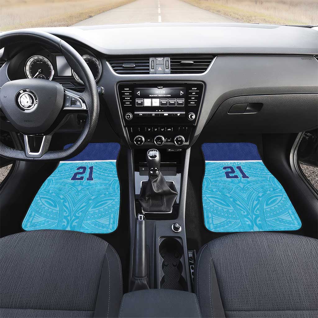 Queensland Samoa Custom Car Mats Blue Pacific Polynesian Tribal Pattern LT9 Set 2pcs - Front Blue - Polynesian Pride