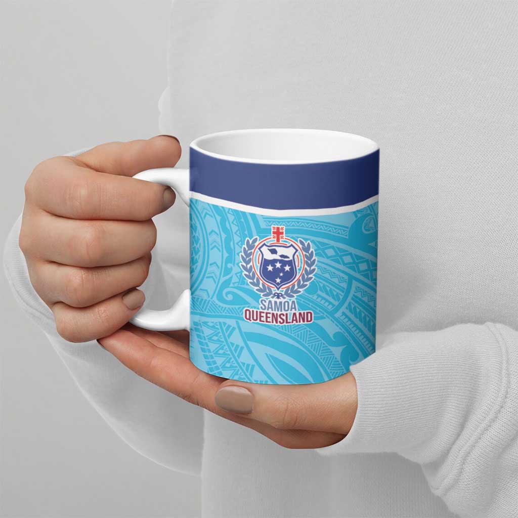 Queensland Samoa Custom Ceramic Mug Blue Pacific Polynesian Tribal Pattern LT9 - Polynesian Pride