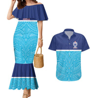 Queensland Samoa Custom Couples Matching Mermaid Dress and Hawaiian Shirt Blue Pacific Polynesian Tribal Pattern LT9 Blue - Polynesian Pride