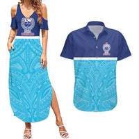 Queensland Samoa Custom Couples Matching Summer Maxi Dress and Hawaiian Shirt Blue Pacific Polynesian Tribal Pattern LT9 Blue - Polynesian Pride