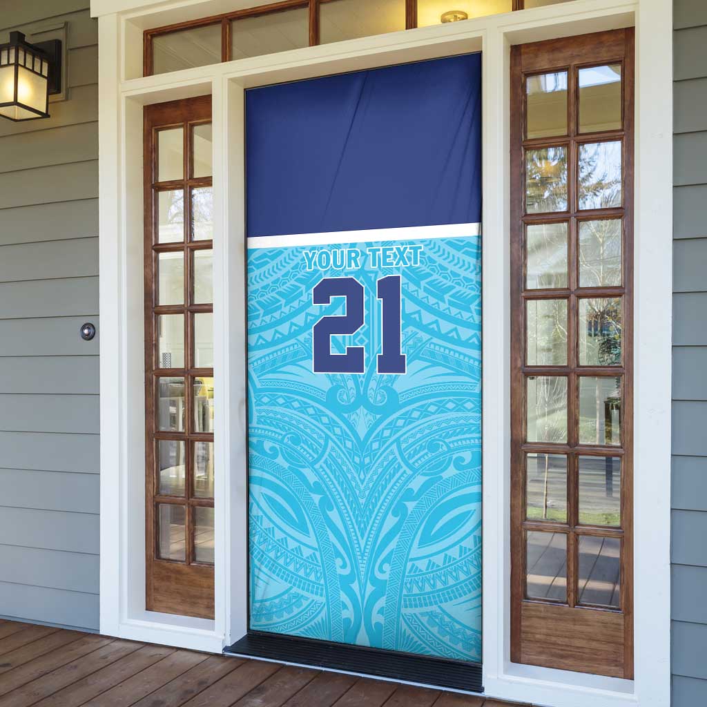 Queensland Samoa Custom Door Cover Blue Pacific Polynesian Tribal Pattern LT9 - Polynesian Pride
