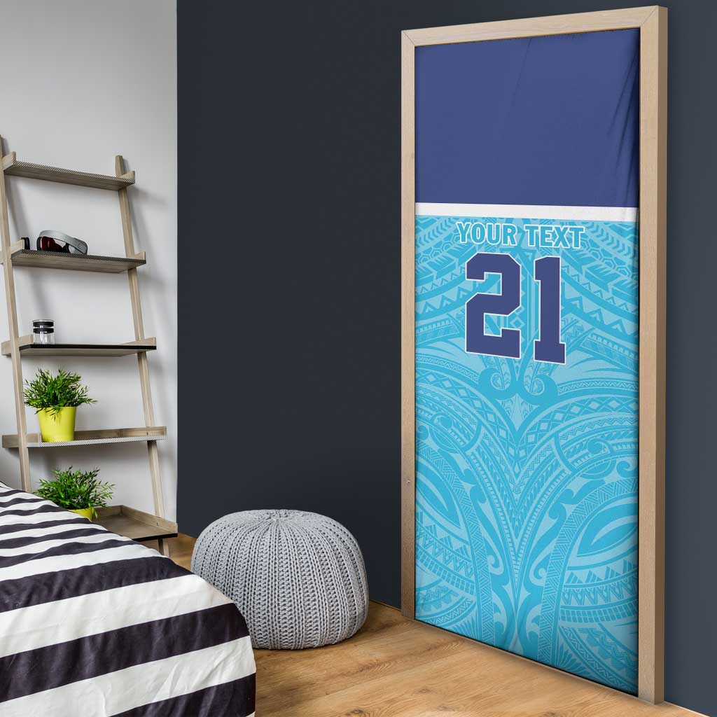 Queensland Samoa Custom Door Cover Blue Pacific Polynesian Tribal Pattern LT9 - Polynesian Pride
