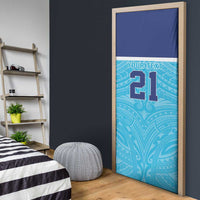 Queensland Samoa Custom Door Cover Blue Pacific Polynesian Tribal Pattern LT9 - Polynesian Pride
