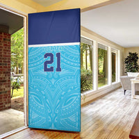 Queensland Samoa Custom Door Cover Blue Pacific Polynesian Tribal Pattern LT9 - Polynesian Pride
