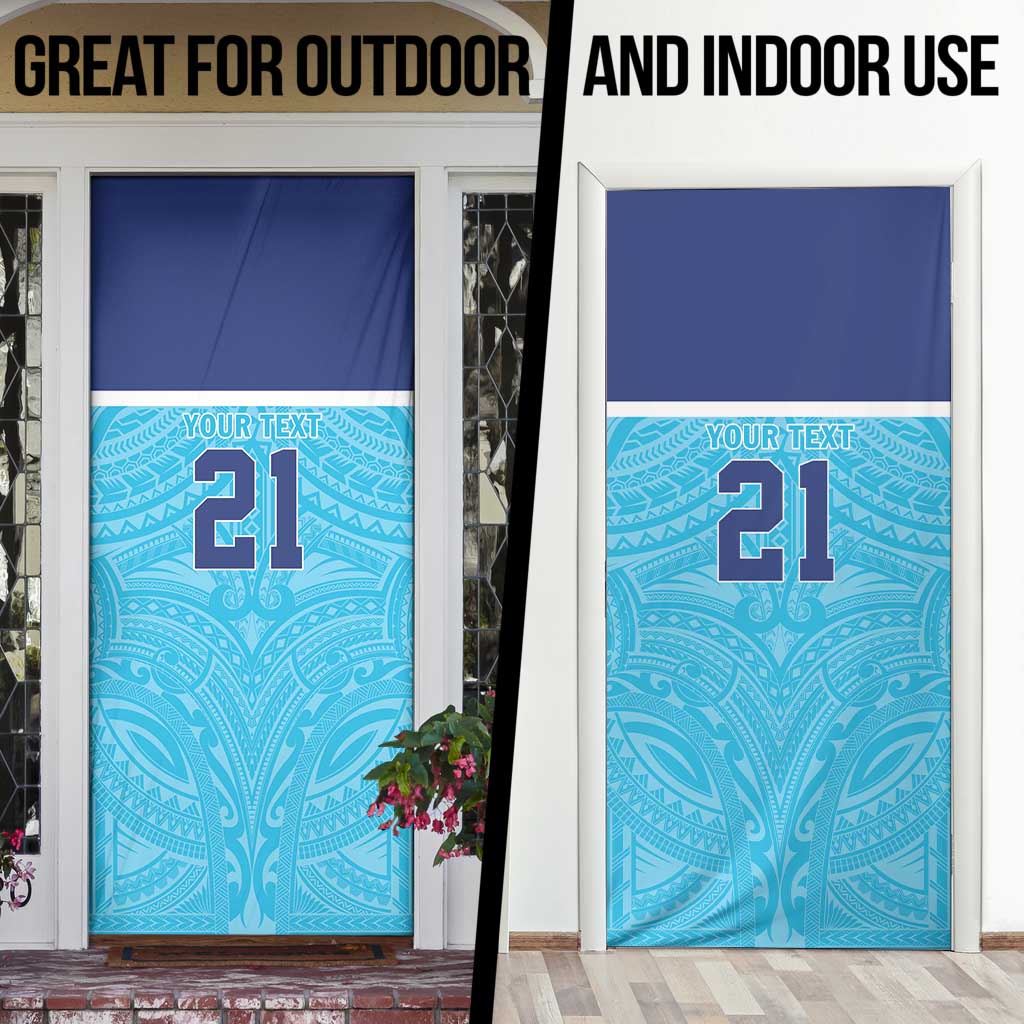 Queensland Samoa Custom Door Cover Blue Pacific Polynesian Tribal Pattern LT9 - Polynesian Pride