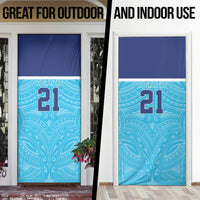 Queensland Samoa Custom Door Cover Blue Pacific Polynesian Tribal Pattern LT9 - Polynesian Pride