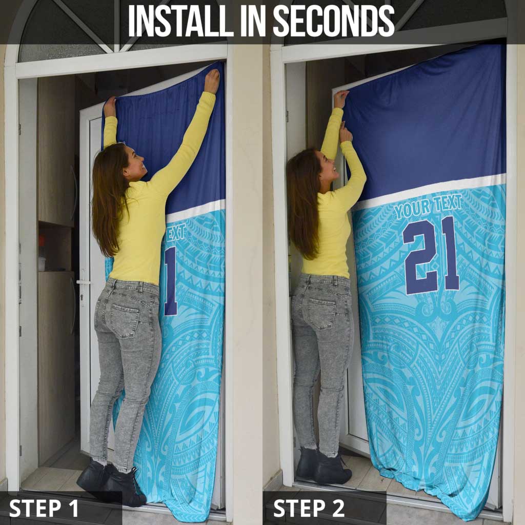 Queensland Samoa Custom Door Cover Blue Pacific Polynesian Tribal Pattern LT9 - Polynesian Pride