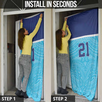 Queensland Samoa Custom Door Cover Blue Pacific Polynesian Tribal Pattern LT9 - Polynesian Pride