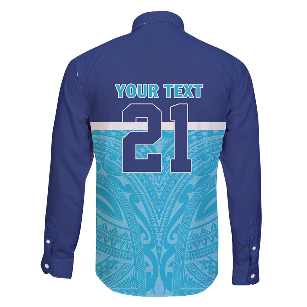 Queensland Samoa Custom Family Matching Mermaid Dress and Hawaiian Shirt Blue Pacific Polynesian Tribal Pattern