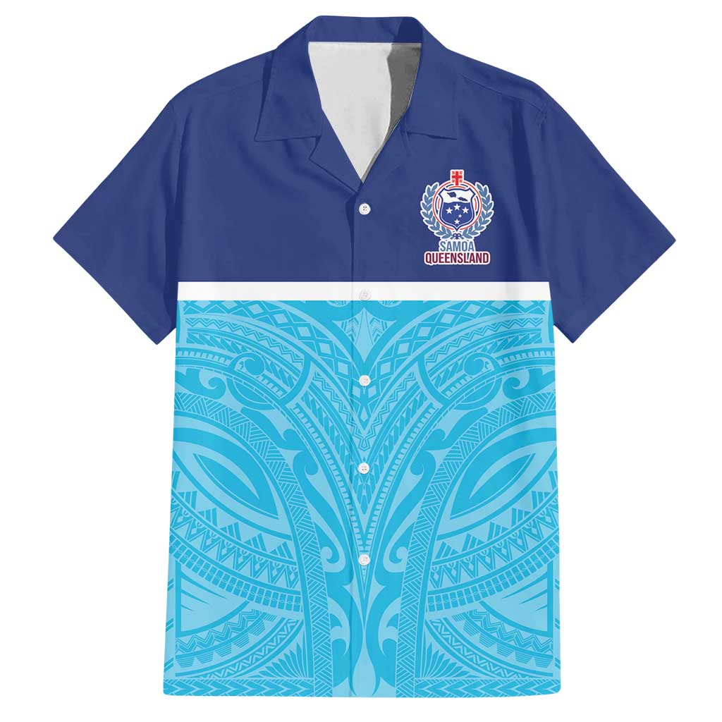 Queensland Samoa Custom Family Matching Summer Maxi Dress and Hawaiian Shirt Blue Pacific Polynesian Tribal Pattern