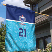 Queensland Samoa Custom Garden Flag Blue Pacific Polynesian Tribal Pattern