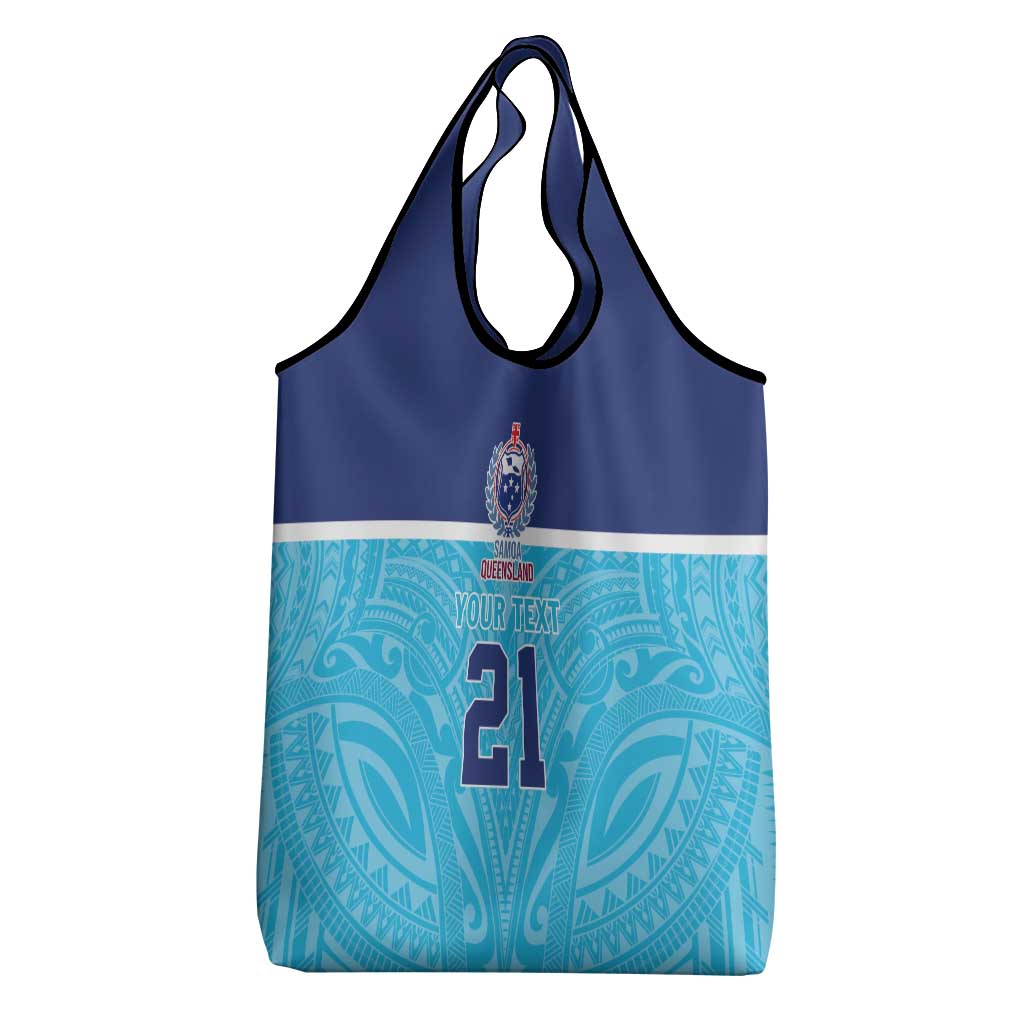 Queensland Samoa Custom Grocery Bag Blue Pacific Polynesian Tribal Pattern LT9 - Polynesian Pride