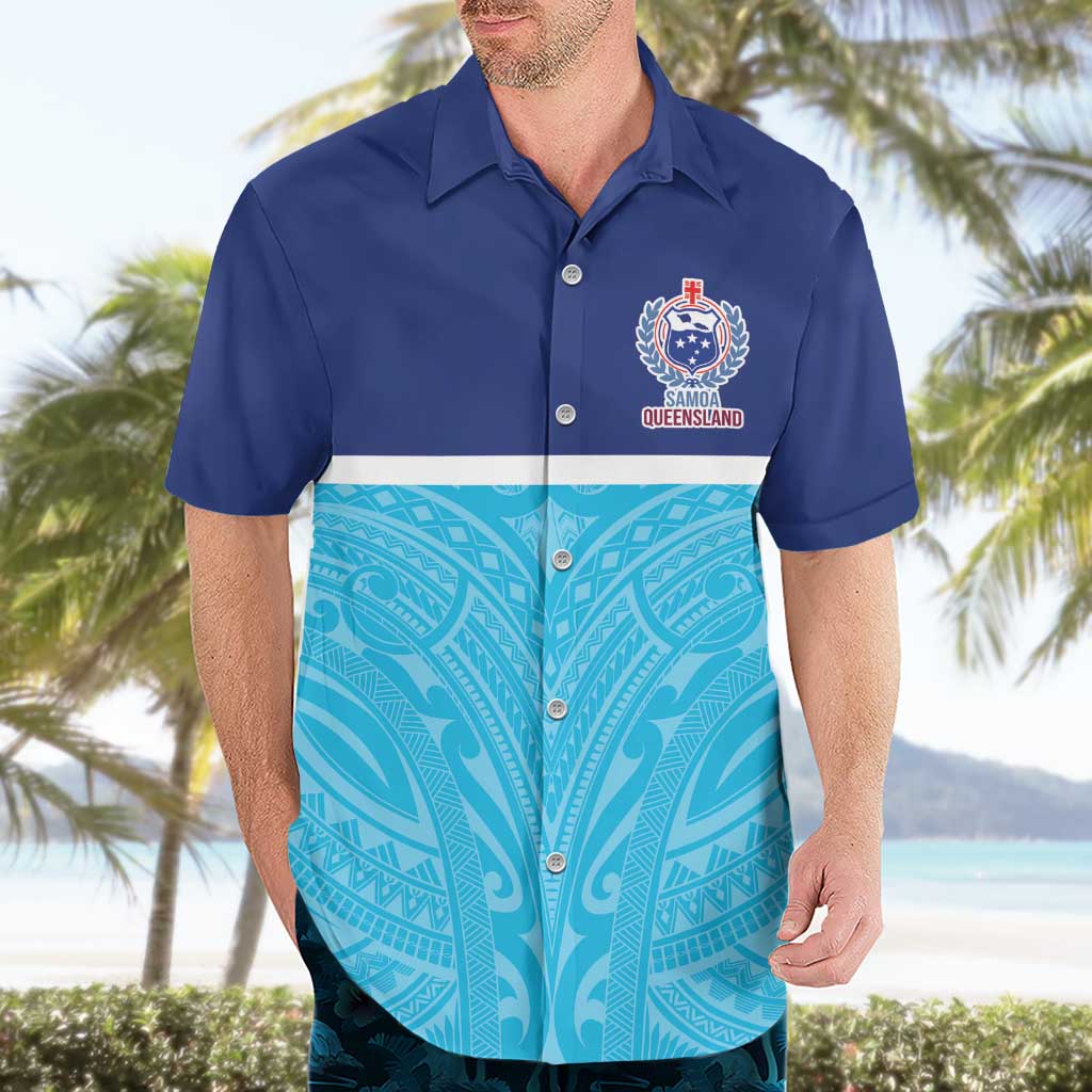 Queensland Samoa Custom Hawaiian Shirt Blue Pacific Polynesian Tribal Pattern LT9 - Polynesian Pride