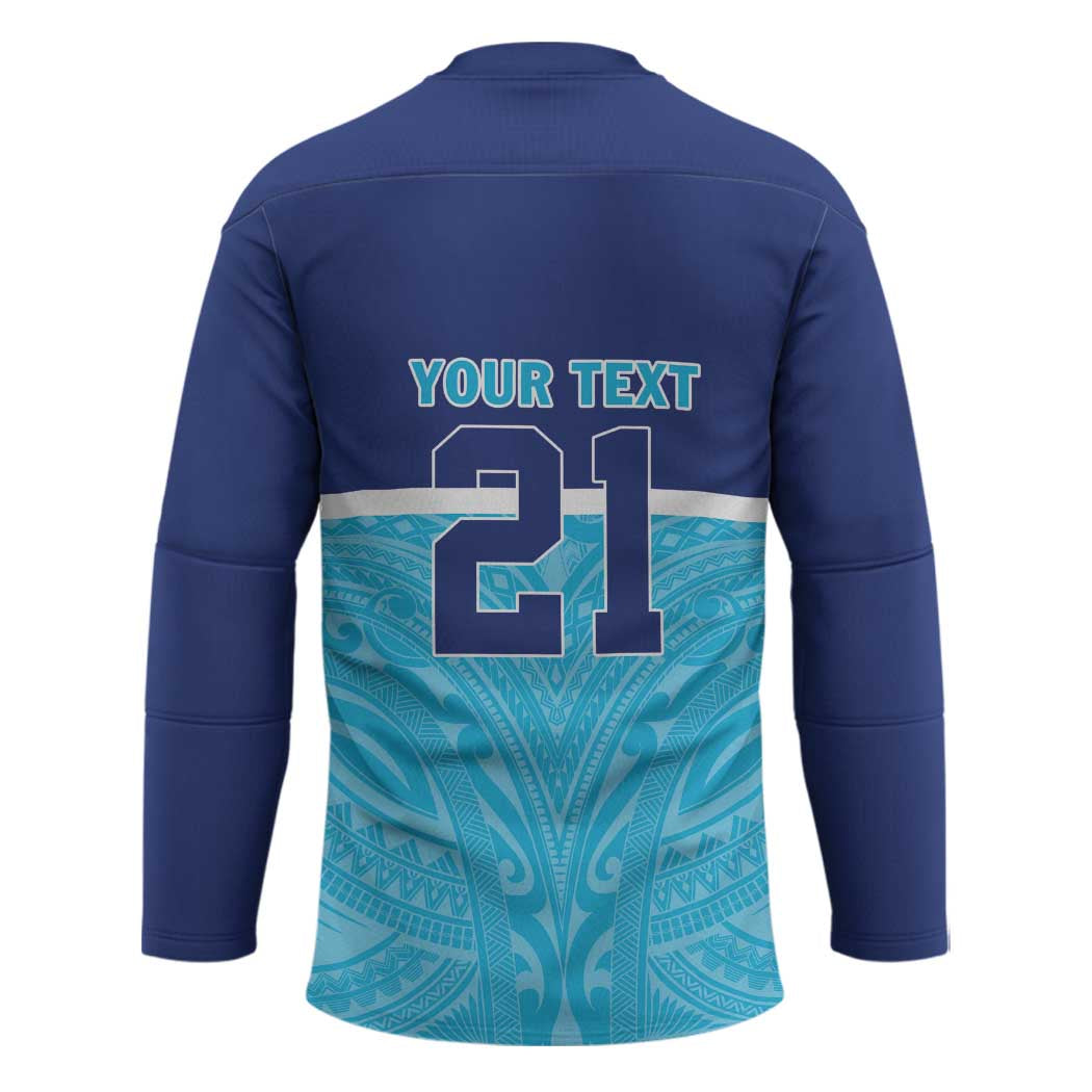 Queensland Samoa Custom Hockey Jersey Blue Pacific Polynesian Tribal Pattern LT9 - Polynesian Pride