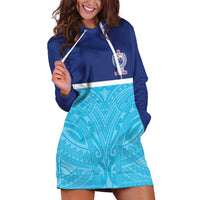 Queensland Samoa Custom Hoodie Dress Blue Pacific Polynesian Tribal Pattern LT9 Blue - Polynesian Pride
