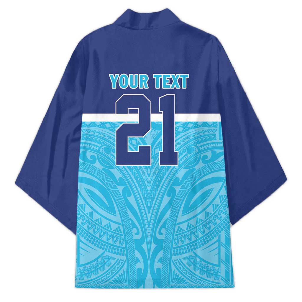 Queensland Samoa Custom Kimono Blue Pacific Polynesian Tribal Pattern LT9 - Polynesian Pride