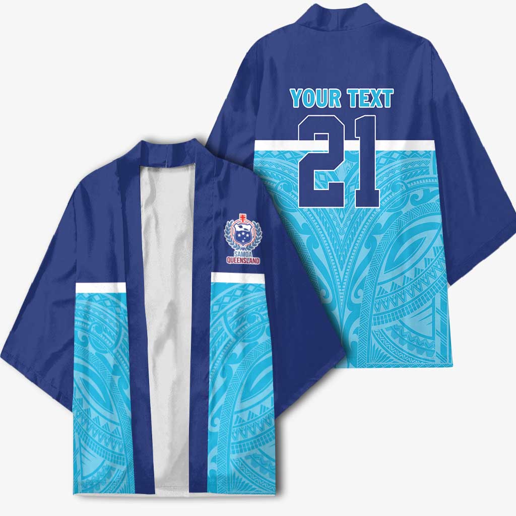 Queensland Samoa Custom Kimono Blue Pacific Polynesian Tribal Pattern LT9 - Polynesian Pride