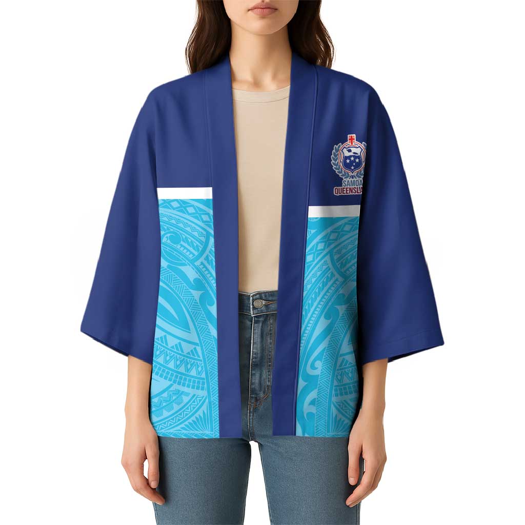 Queensland Samoa Custom Kimono Blue Pacific Polynesian Tribal Pattern LT9 - Polynesian Pride
