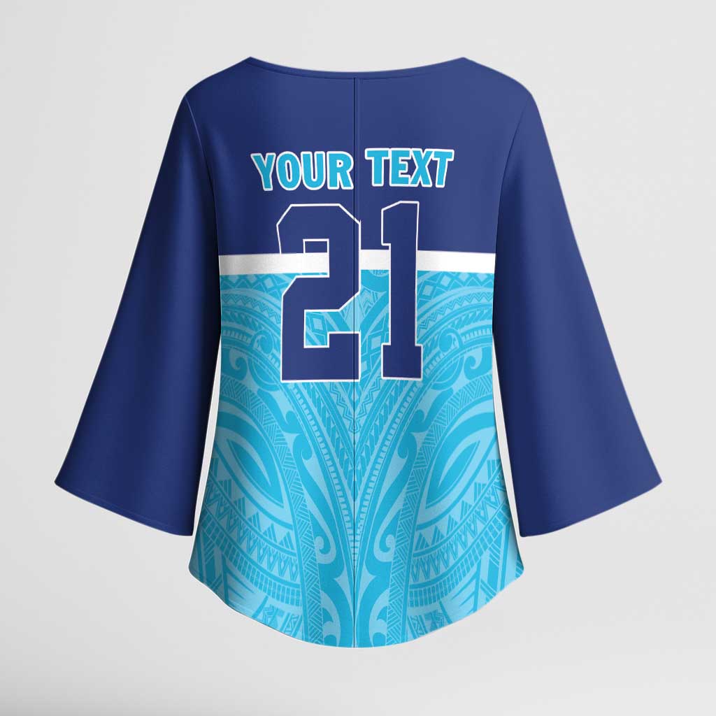 Queensland Samoa Custom Kimono Sleeve Blouse Blue Pacific Polynesian Tribal Pattern LT9 - Polynesian Pride