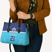 Queensland Samoa Custom Leather Bag Blue Pacific Polynesian Tribal Pattern - Polynesian Pride
