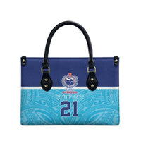 Queensland Samoa Custom Leather Bag Blue Pacific Polynesian Tribal Pattern - Polynesian Pride