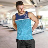 Queensland Samoa Custom Men Tank Top Blue Pacific Polynesian Tribal Pattern