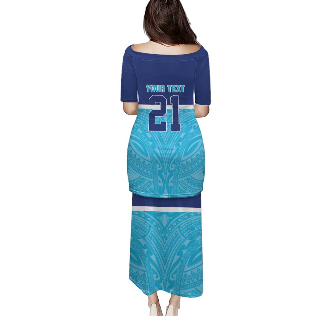 Queensland Samoa Custom Puletasi Blue Pacific Polynesian Tribal Pattern LT9 - Polynesian Pride