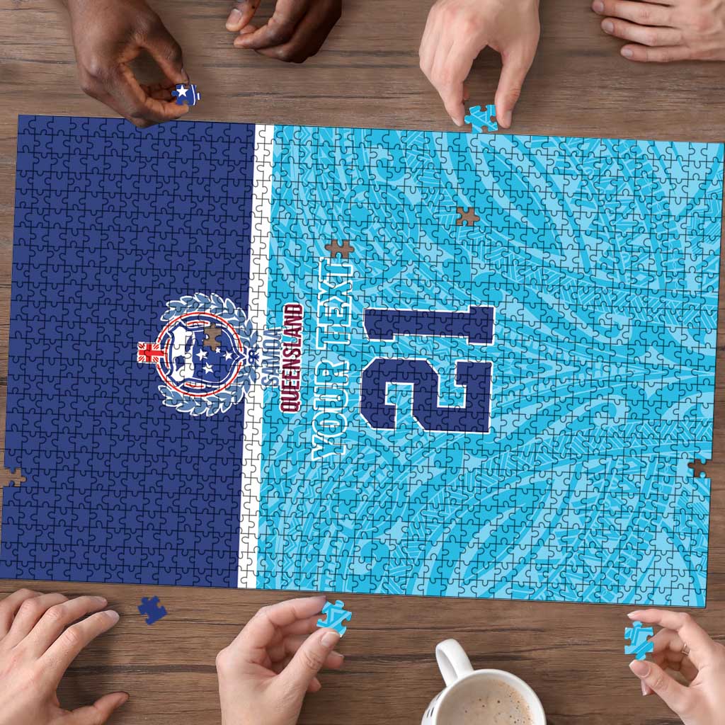 Queensland Samoa Custom Puzzle Blue Pacific Polynesian Tribal Pattern LT9 - Polynesian Pride