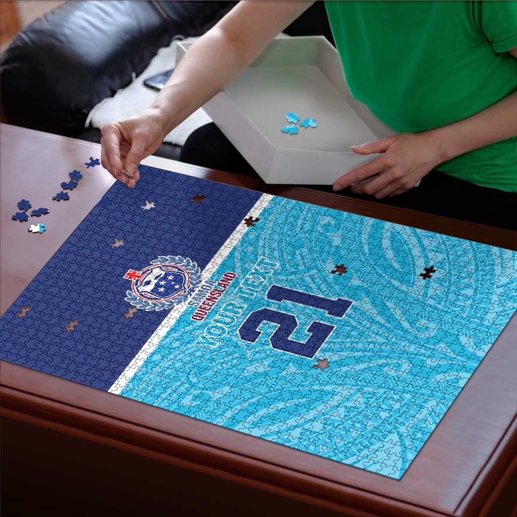 Queensland Samoa Custom Puzzle Blue Pacific Polynesian Tribal Pattern LT9 - Polynesian Pride