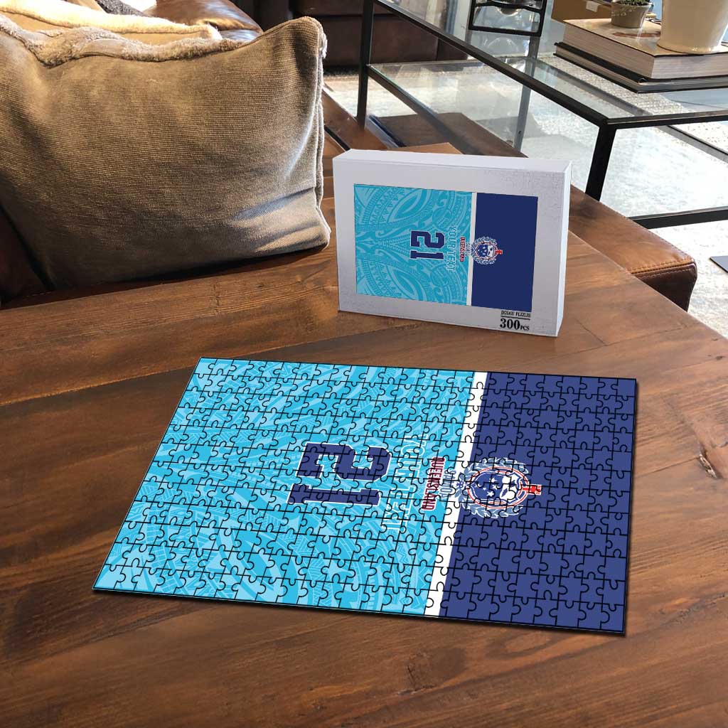 Queensland Samoa Custom Puzzle Blue Pacific Polynesian Tribal Pattern LT9 - Polynesian Pride