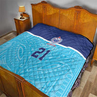Queensland Samoa Custom Quilt Blue Pacific Polynesian Tribal Pattern