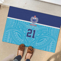Queensland Samoa Custom Rubber Doormat Blue Pacific Polynesian Tribal Pattern LT9 - Polynesian Pride