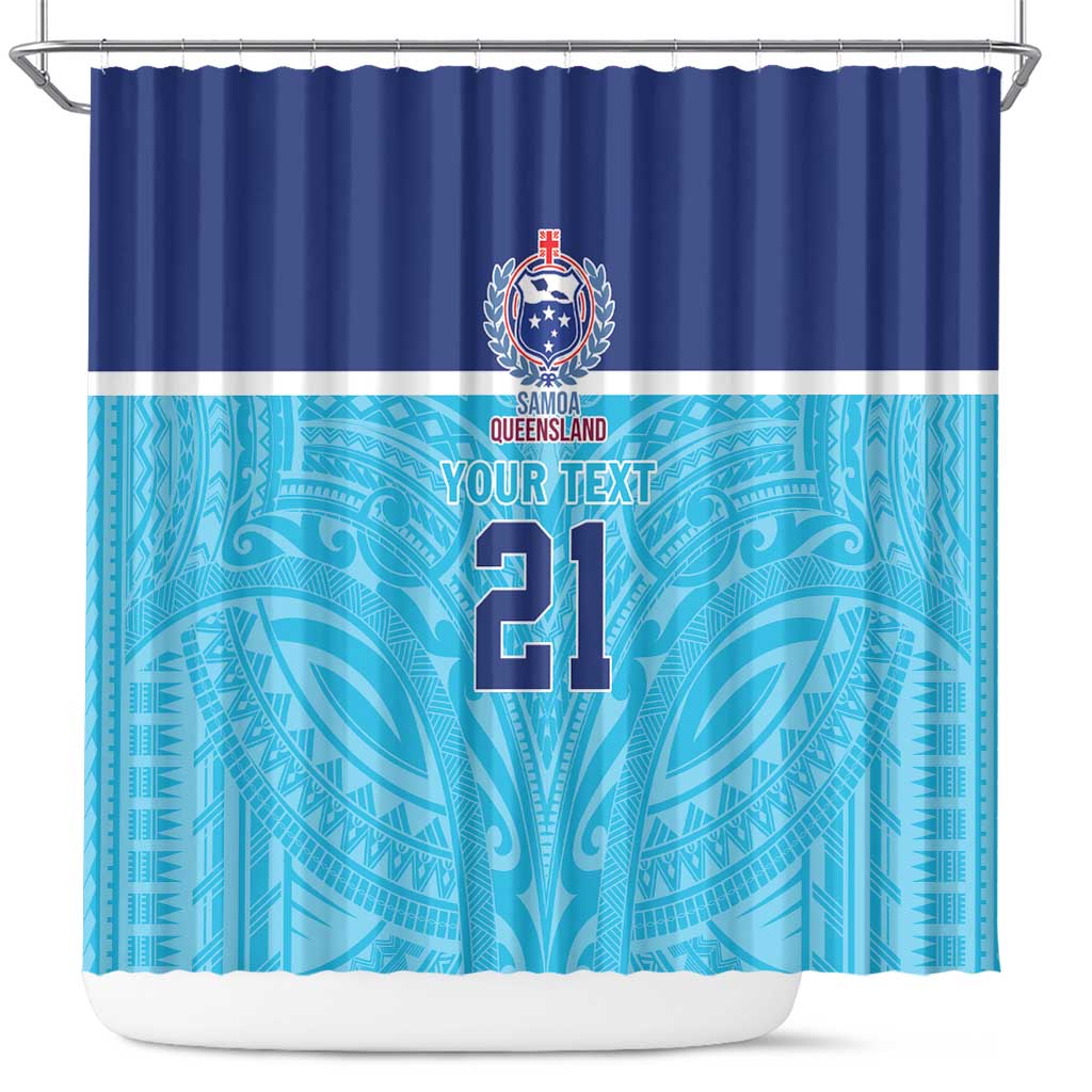 Queensland Samoa Custom Shower Curtain Blue Pacific Polynesian Tribal Pattern