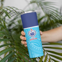 Queensland Samoa Custom Skinny Tumbler Blue Pacific Polynesian Tribal Pattern