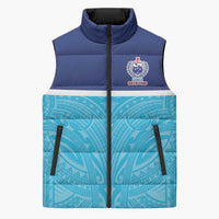 Queensland Samoa Custom Sleeveless Puffer Jacket Blue Pacific Polynesian Tribal Pattern LT9 Unisex Blue - Polynesian Pride