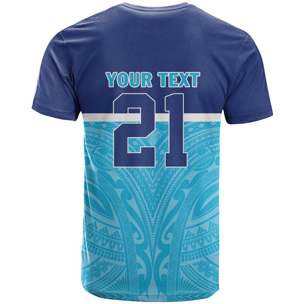 Queensland Samoa Custom T Shirt Blue Pacific Polynesian Tribal Pattern