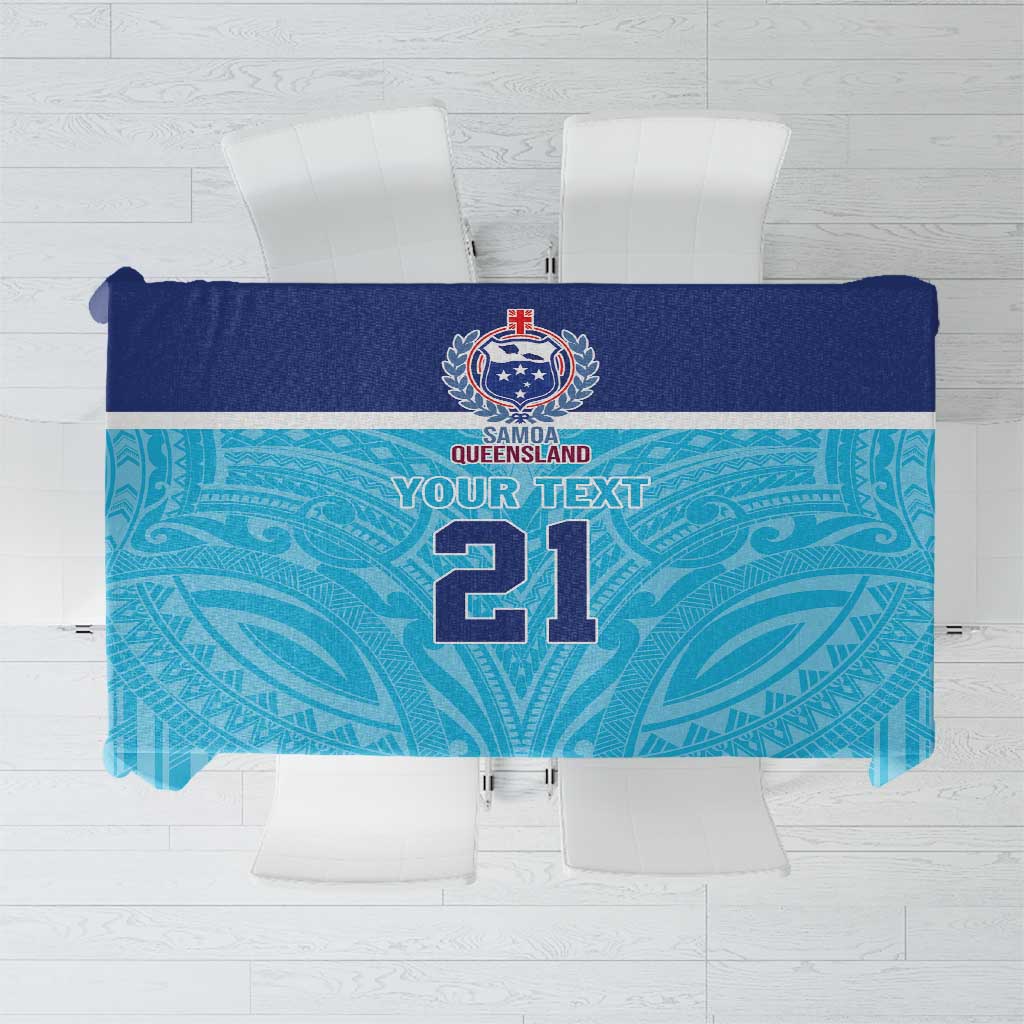 Queensland Samoa Custom Tablecloth Blue Pacific Polynesian Tribal Pattern LT9 Blue - Polynesian Pride