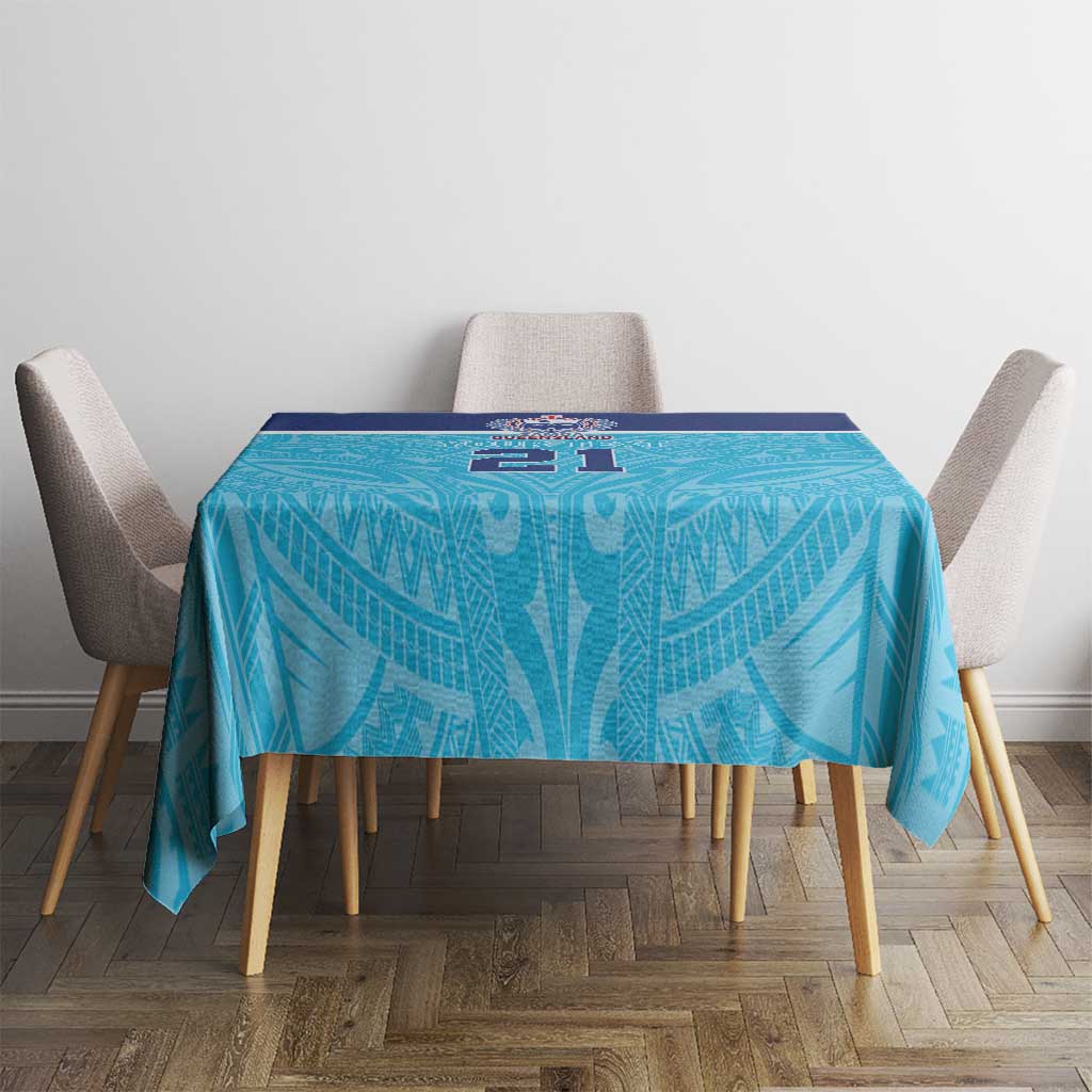 Queensland Samoa Custom Tablecloth Blue Pacific Polynesian Tribal Pattern LT9 - Polynesian Pride