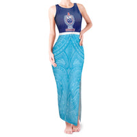 Queensland Samoa Custom Tank Maxi Dress Blue Pacific Polynesian Tribal Pattern LT9 Women Blue - Polynesian Pride