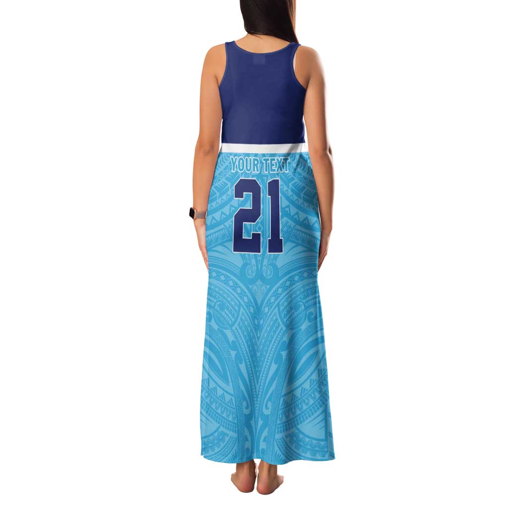 Queensland Samoa Custom Tank Maxi Dress Blue Pacific Polynesian Tribal Pattern LT9 - Polynesian Pride
