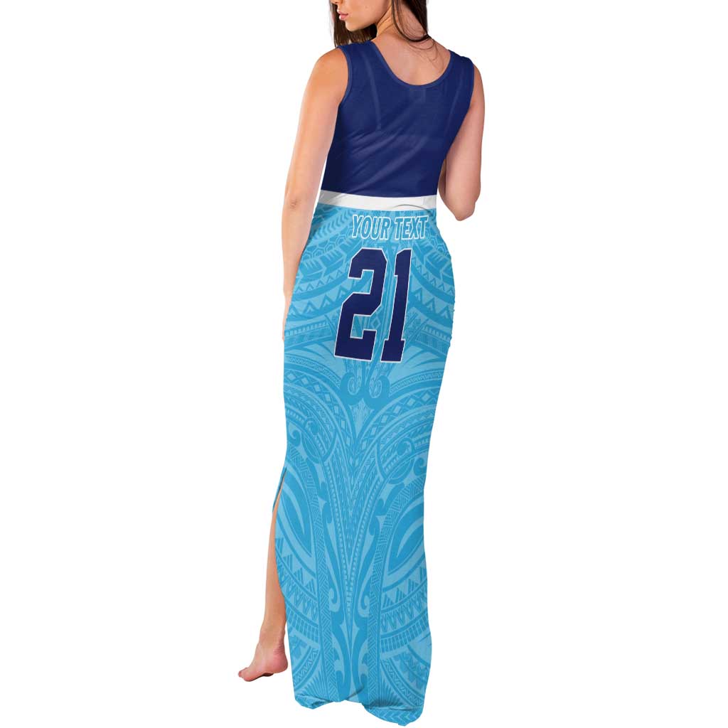 Queensland Samoa Custom Tank Maxi Dress Blue Pacific Polynesian Tribal Pattern LT9 - Polynesian Pride