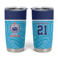 Queensland Samoa Custom Tumbler Cup Blue Pacific Polynesian Tribal Pattern