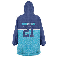 Queensland Samoa Custom Wearable Blanket Hoodie Blue Pacific Polynesian Tribal Pattern LT9 - Polynesian Pride