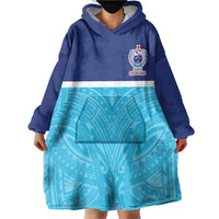 Queensland Samoa Custom Wearable Blanket Hoodie Blue Pacific Polynesian Tribal Pattern LT9 - Polynesian Pride