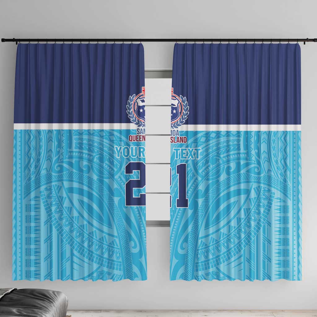 Queensland Samoa Custom Window Curtain Blue Pacific Polynesian Tribal Pattern