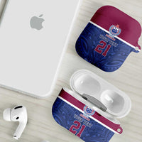Queensland Samoa Custom AirPods Case Maroon-Blue Pacific Polynesian Tribal Pattern LT9 - Polynesian Pride
