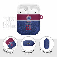 Queensland Samoa Custom AirPods Case Maroon-Blue Pacific Polynesian Tribal Pattern LT9 - Polynesian Pride