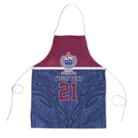 Queensland Samoa Custom Apron Maroon-Blue Pacific Polynesian Tribal Pattern LT9 Dark Blue - Polynesian Pride
