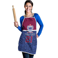 Queensland Samoa Custom Apron Maroon-Blue Pacific Polynesian Tribal Pattern LT9 - Polynesian Pride